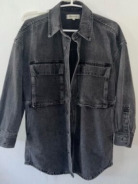 Madewell Washed Black Oversized Denim Jacket